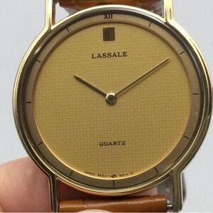 Vintage Seiko Lassale Dress Watch Men 31mm Gold Dial Date 9550-6019 New Battery